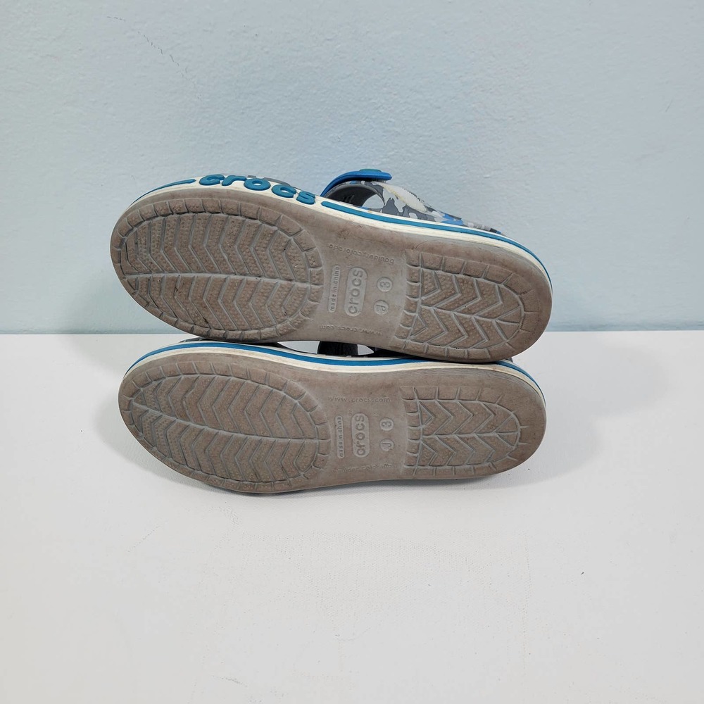 Crocs Girls Blue & Gray Camo Print Sandals Size 3 80322-2590 - Picture 5 of 7